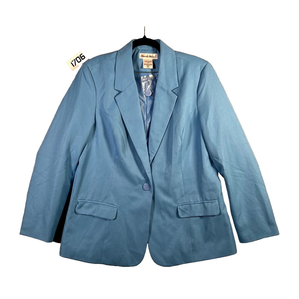 Baby Blue Elisabeth Williams Blazer Jacket Womens 14MS Notch Lapel‎ Career